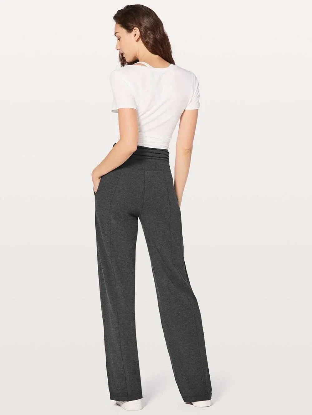 Lululemon Take It Easy Wide Leg Pants in Heathered Black